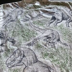 Vintage 90s Dinosaur Shirt XL AOP Single Stitch 90s RARE White Green T-Rex